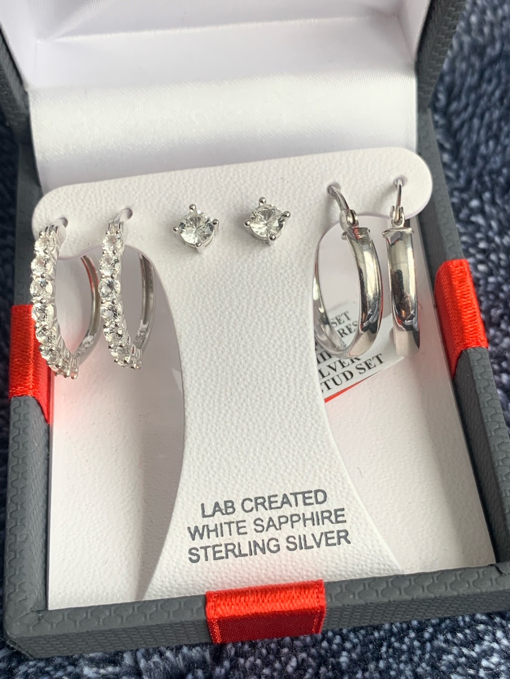 Sterling Silver White Sapphire Hoop & Stud Earring Set